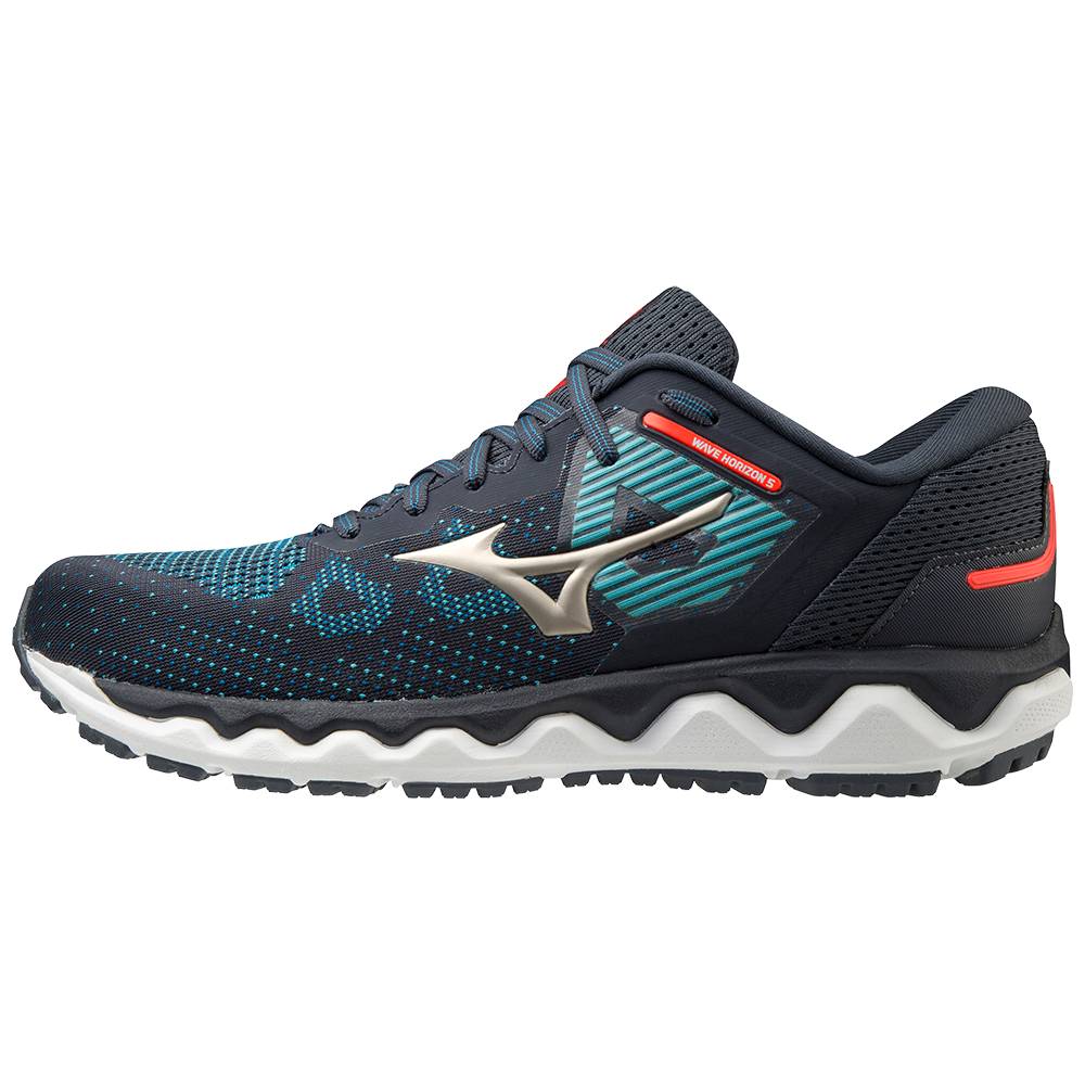 Mens Mizuno Wave Horizon 5 Running Shoes Black/Blue Philippines (ROWIUM840)